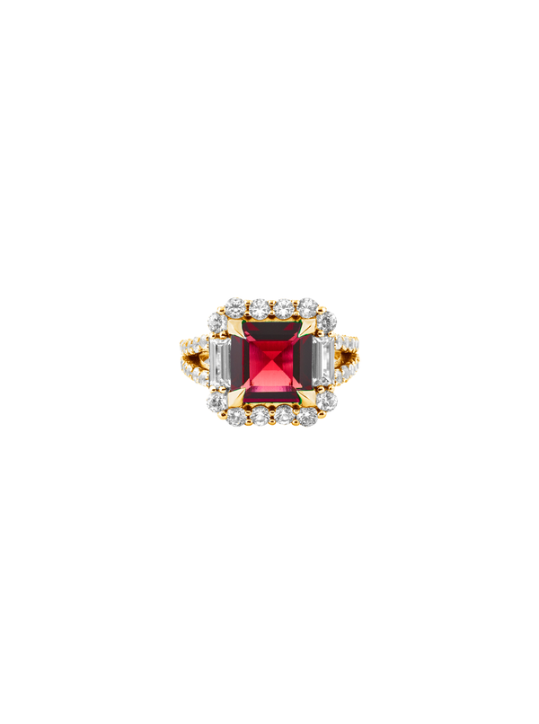 MERCER, LAB-GROWN RED SAPPHIRE RING, GOLD