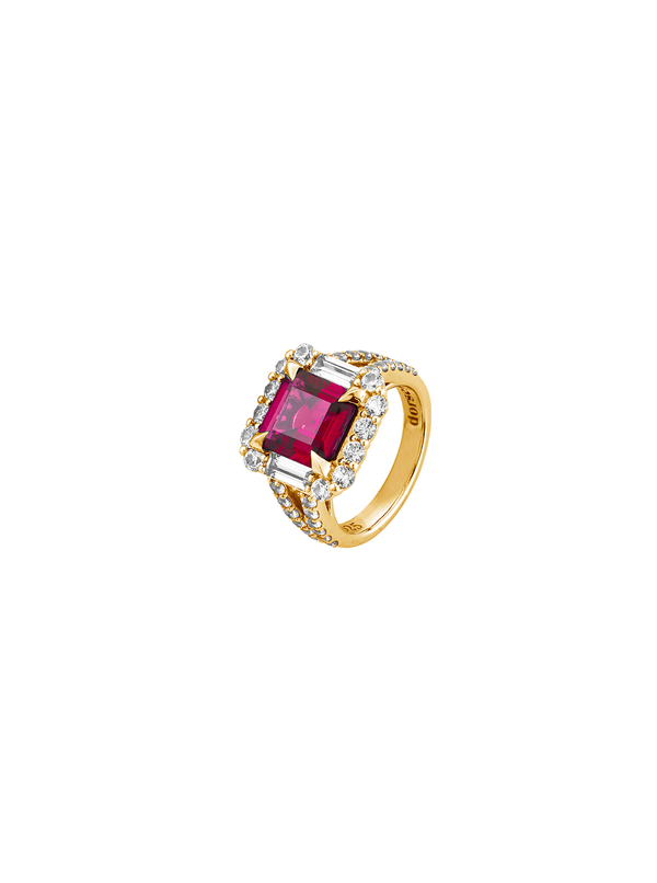 MERCER, LAB-GROWN RED SAPPHIRE RING, GOLD