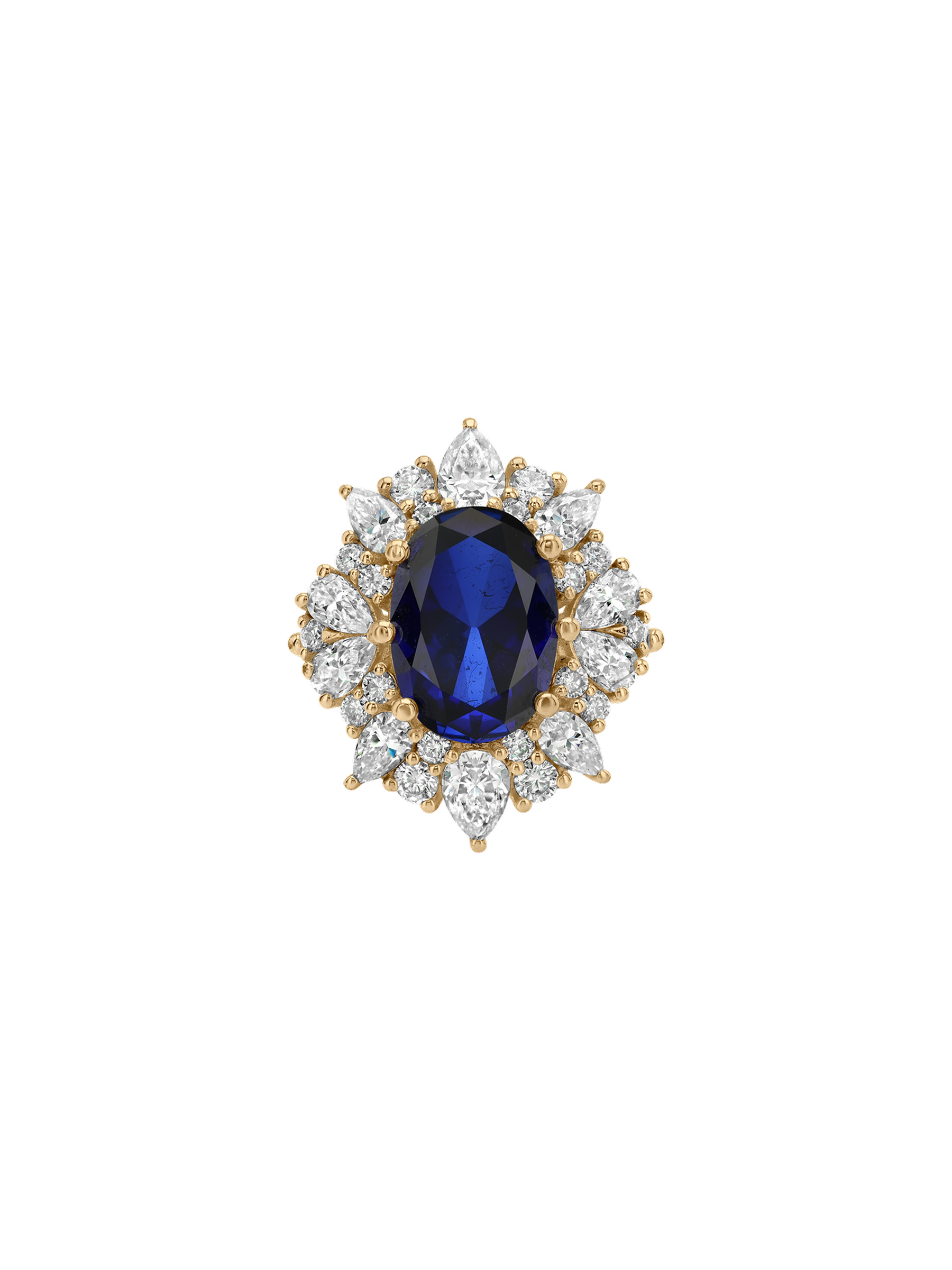 HOUGHTON RING IN LAB BLUE SAPPHIRE AND MOISSANITE, GOLD VERMEIL