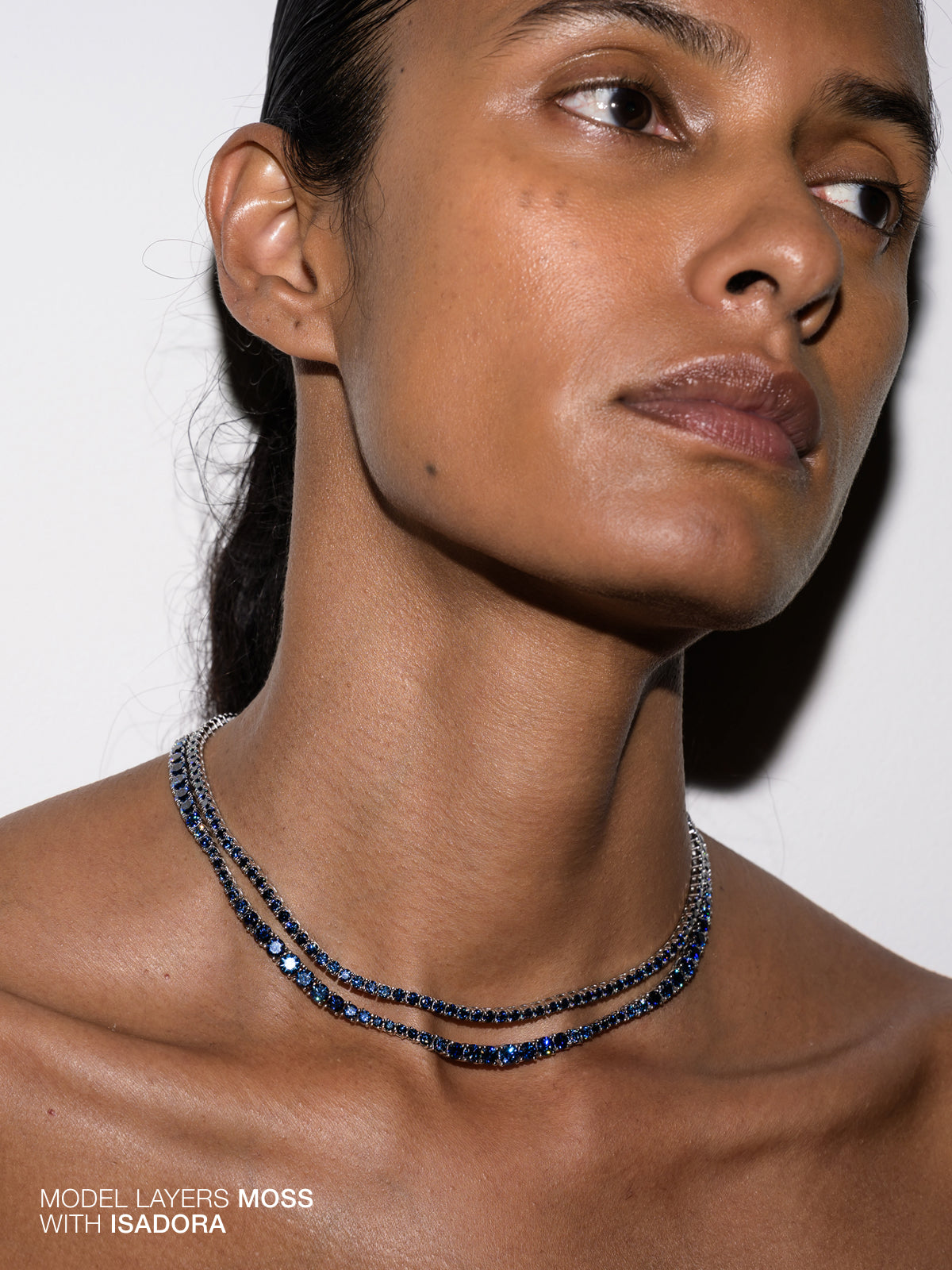 MOSS RIVIÈRE NECKLACE IN 3MM SLATE BLUE MOISSANITE