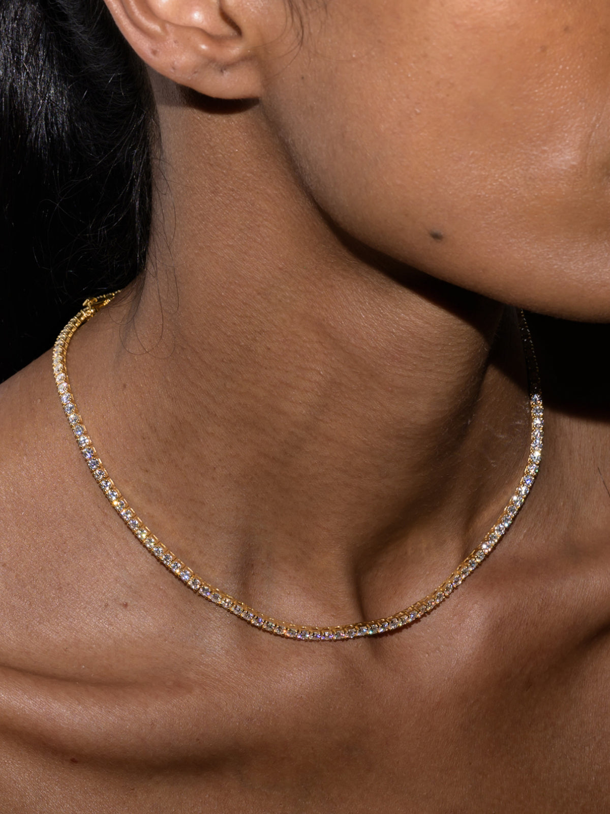 KATE RIVIÈRE NECKLACE IN 3MM MOISSANITE, 18K GOLD VERMEIL