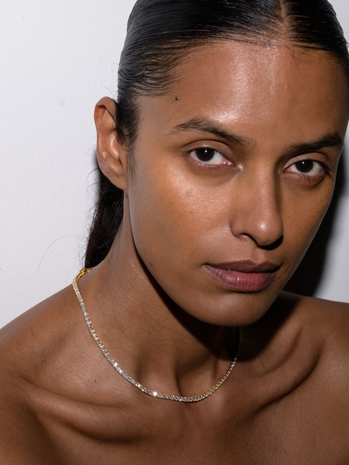 KATE RIVIÈRE NECKLACE IN 3MM MOISSANITE, 18K GOLD VERMEIL
