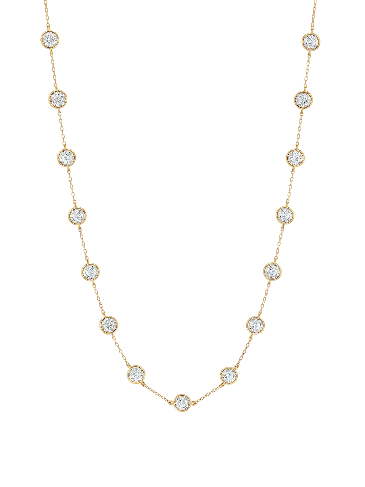 CLEMENCE NECKLACE IN 7.50CTS MOISSANITE, GOLD VERMEIL