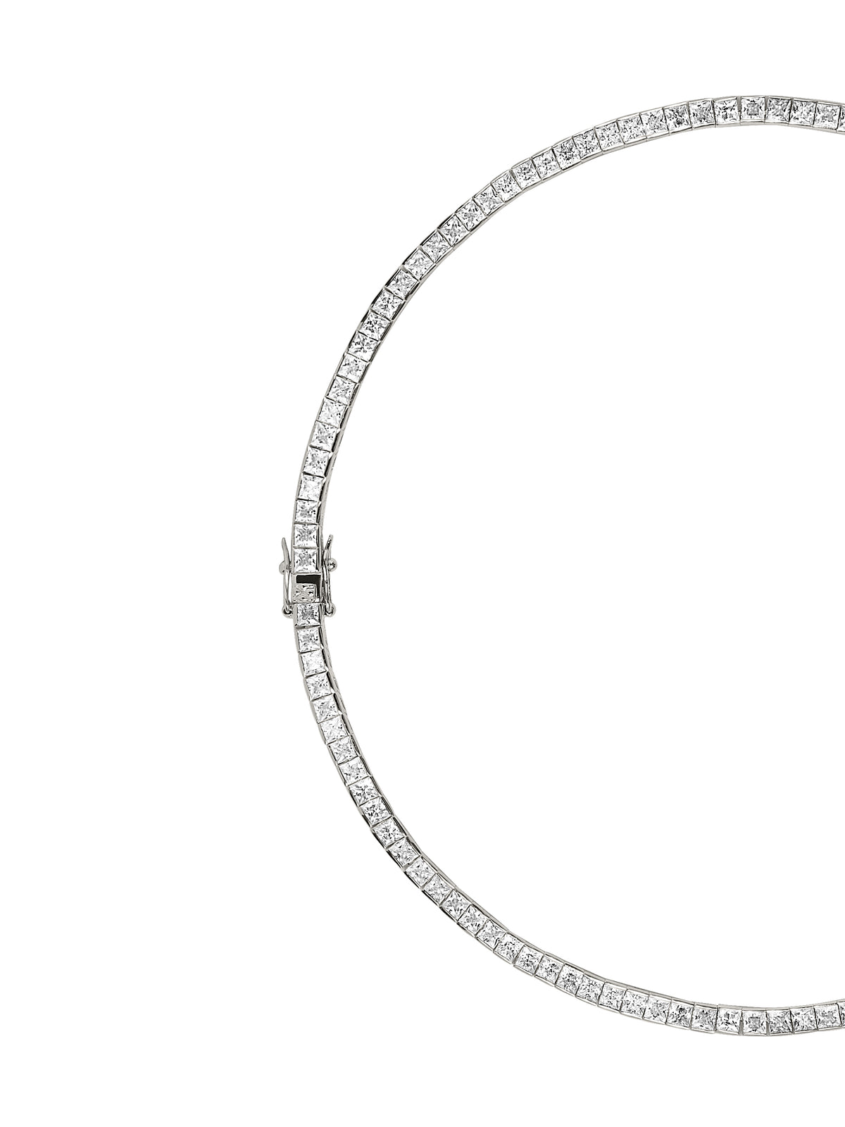 DORSEY PRINCESS-CUT RIVIÈRE NECKLACE IN MOISSANITE, STERLING SILVER