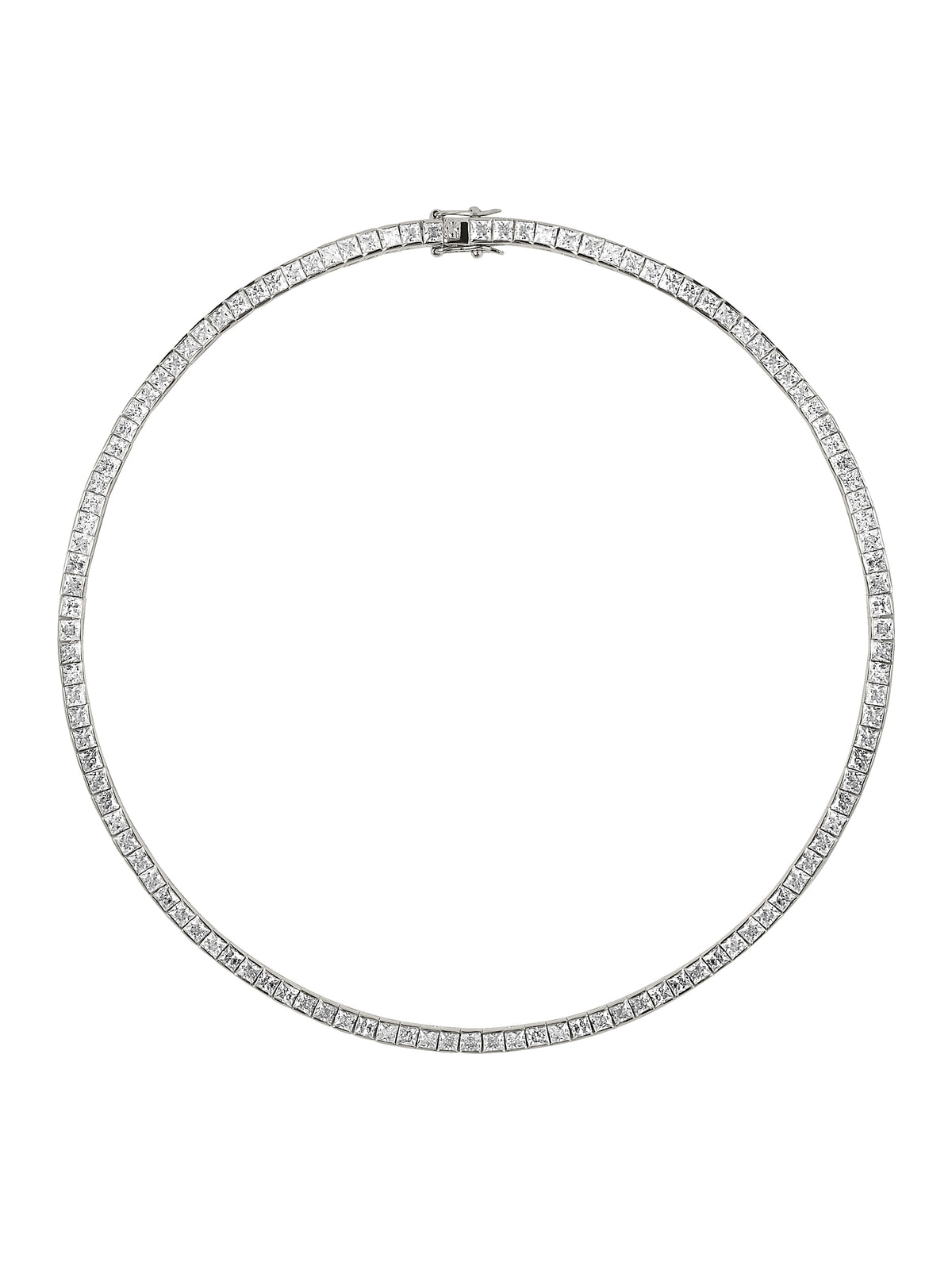 DORSEY PRINCESS-CUT RIVIÈRE NECKLACE IN MOISSANITE, STERLING SILVER