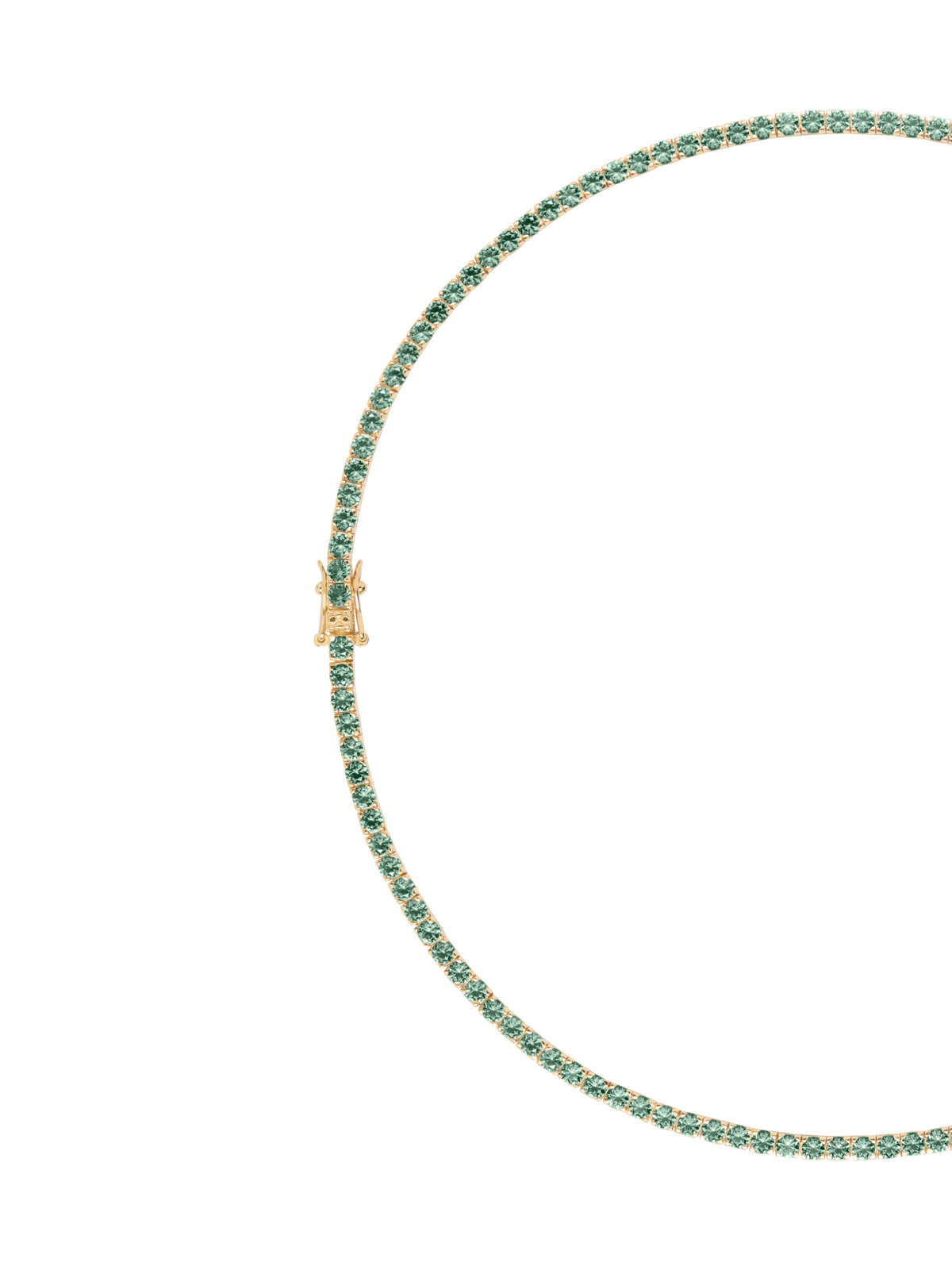 KATE ROUND CUT, 3MM LAB MOSS GREEN TOURMALINE RIVIÈRE NECKLACE, GOLD