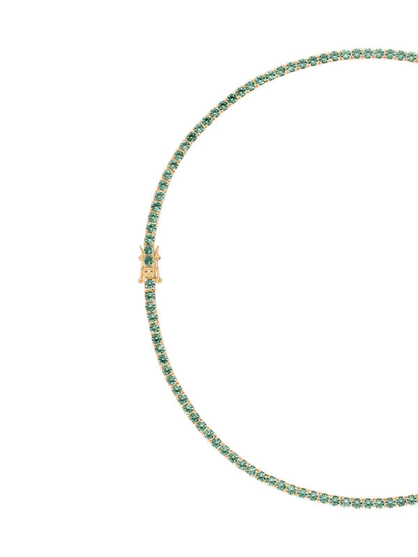 KATE ROUND CUT, 3MM LAB MOSS GREEN TOURMALINE RIVIÈRE NECKLACE, GOLD