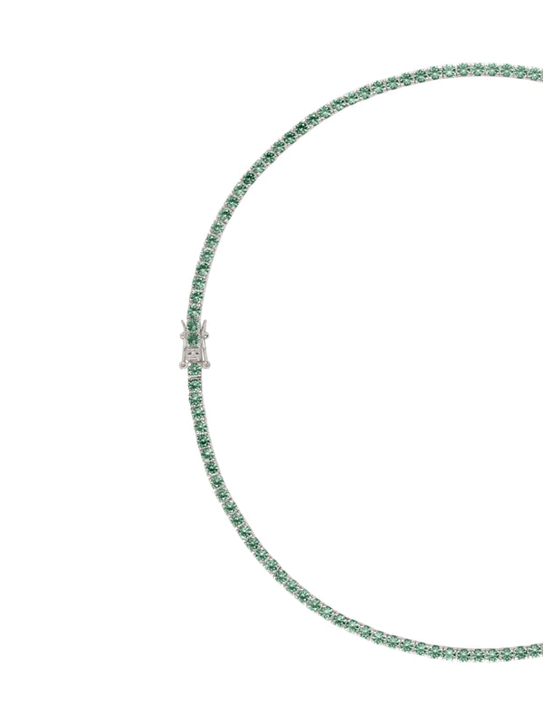 KATE ROUND CUT, 3MM LAB MOSS GREEN TOURMALINE RIVIÈRE NECKLACE, SILVER