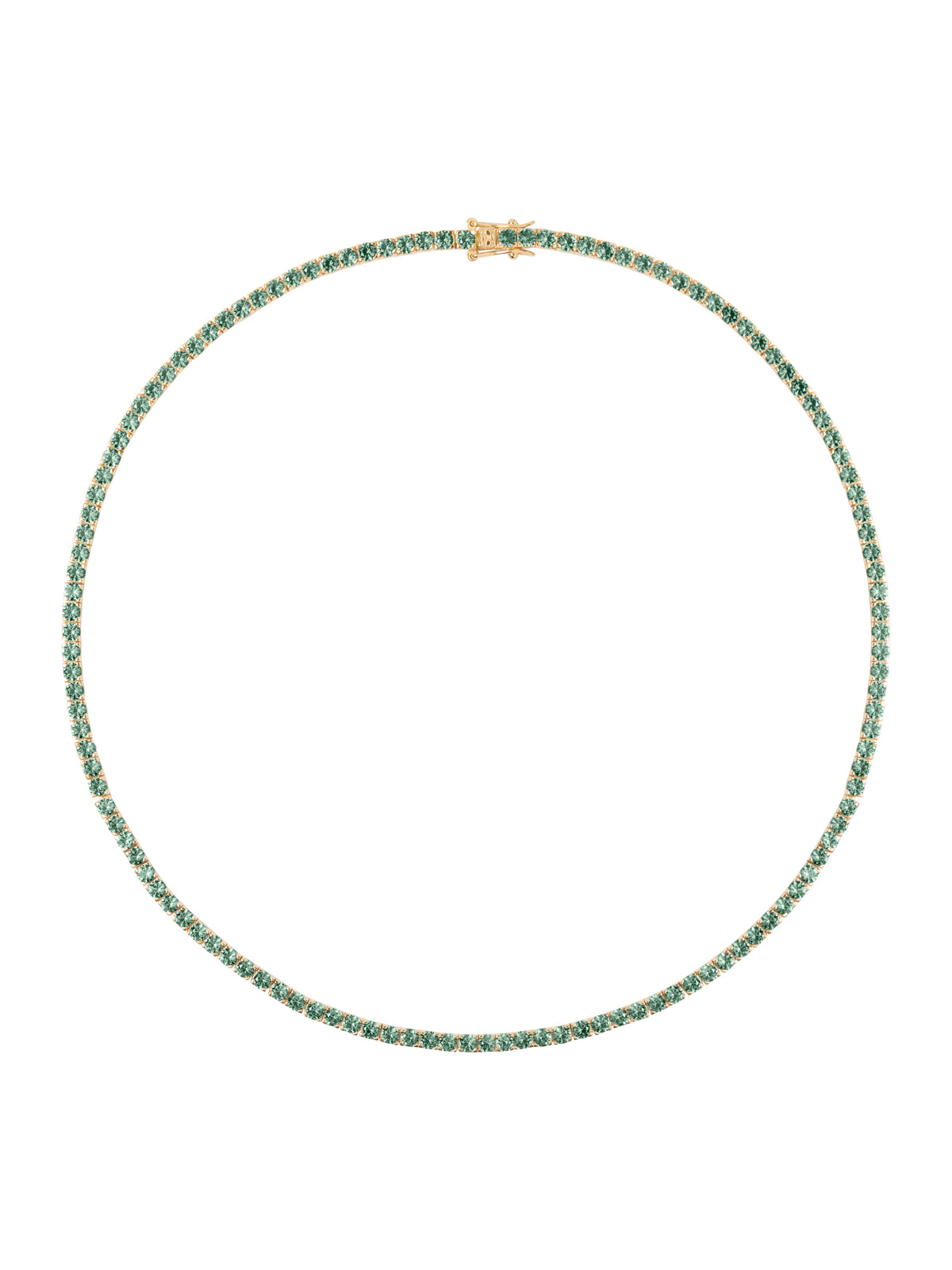 KATE ROUND CUT, 3MM LAB MOSS GREEN TOURMALINE RIVIÈRE NECKLACE, GOLD