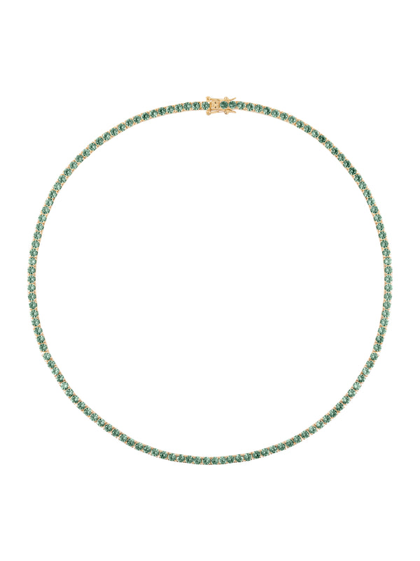 KATE ROUND CUT, 3MM LAB MOSS GREEN TOURMALINE RIVIÈRE NECKLACE, GOLD