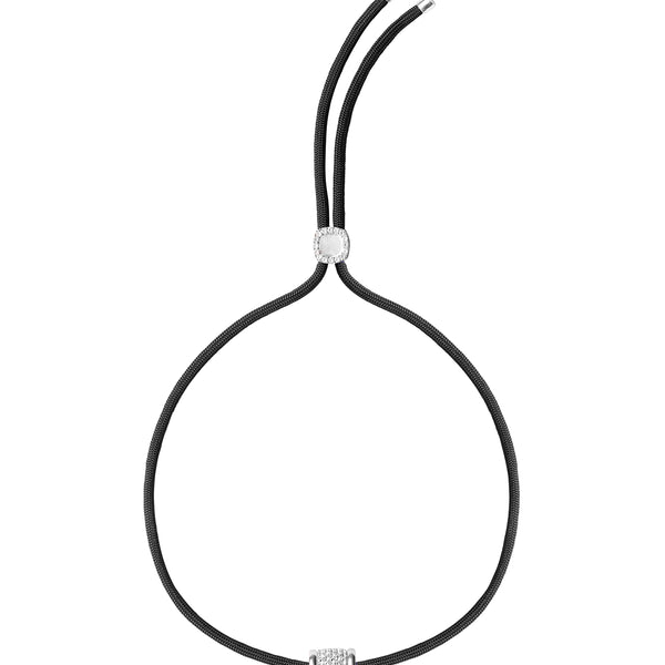 YVES NOIR PARACORD NECKLACE IN LAB WHITE SAPPHIRE, STERLING SILVER