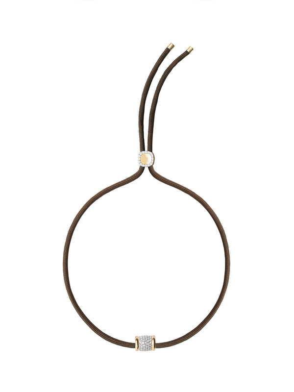 YVES LAB WHITE SAPPHIRE PARACORD NECKLACE, ESPRESSO