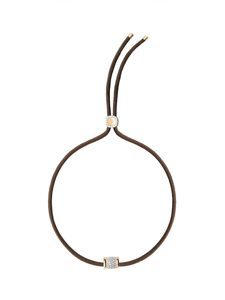YVES ESPRESSO PARACORD NECKLACE IN LAB WHITE SAPPHIRE, 18K GOLD