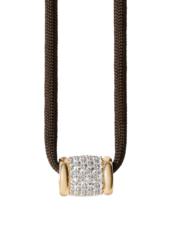 YVES LAB WHITE SAPPHIRE PARACORD NECKLACE, ESPRESSO