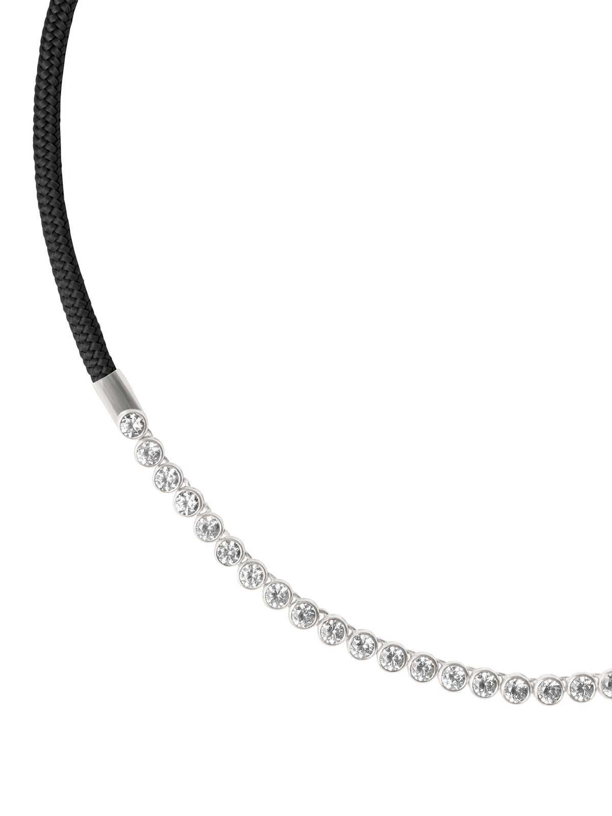 JAMES BEZEL NOIR PARACORD NECKLACE, SILVER