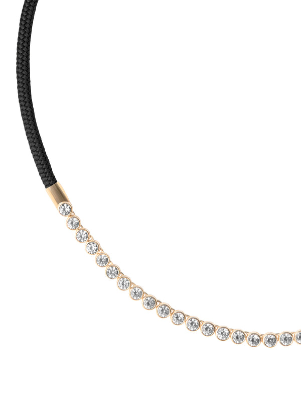 JAMES BEZEL LAB DIAMOND NOIR PARACORD NECKLACE, 14K YELLOW GOLD