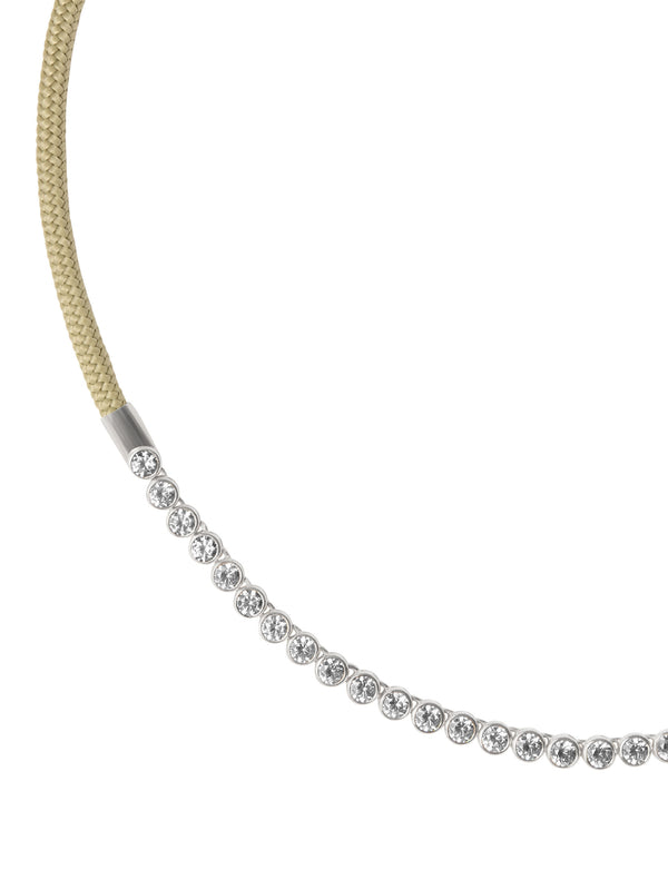 JAMES BEZEL LAB DIAMOND KHAKI PARACORD NECKLACE, 14K WHITE GOLD