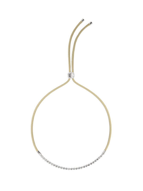JAMES BEZEL LAB DIAMOND KHAKI PARACORD NECKLACE, 14K WHITE GOLD