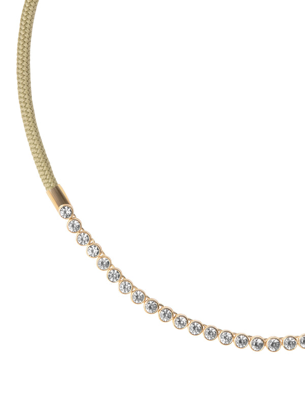 JAMES BEZEL LAB DIAMOND KHAKI PARACORD NECKLACE, 14K YELLOW GOLD