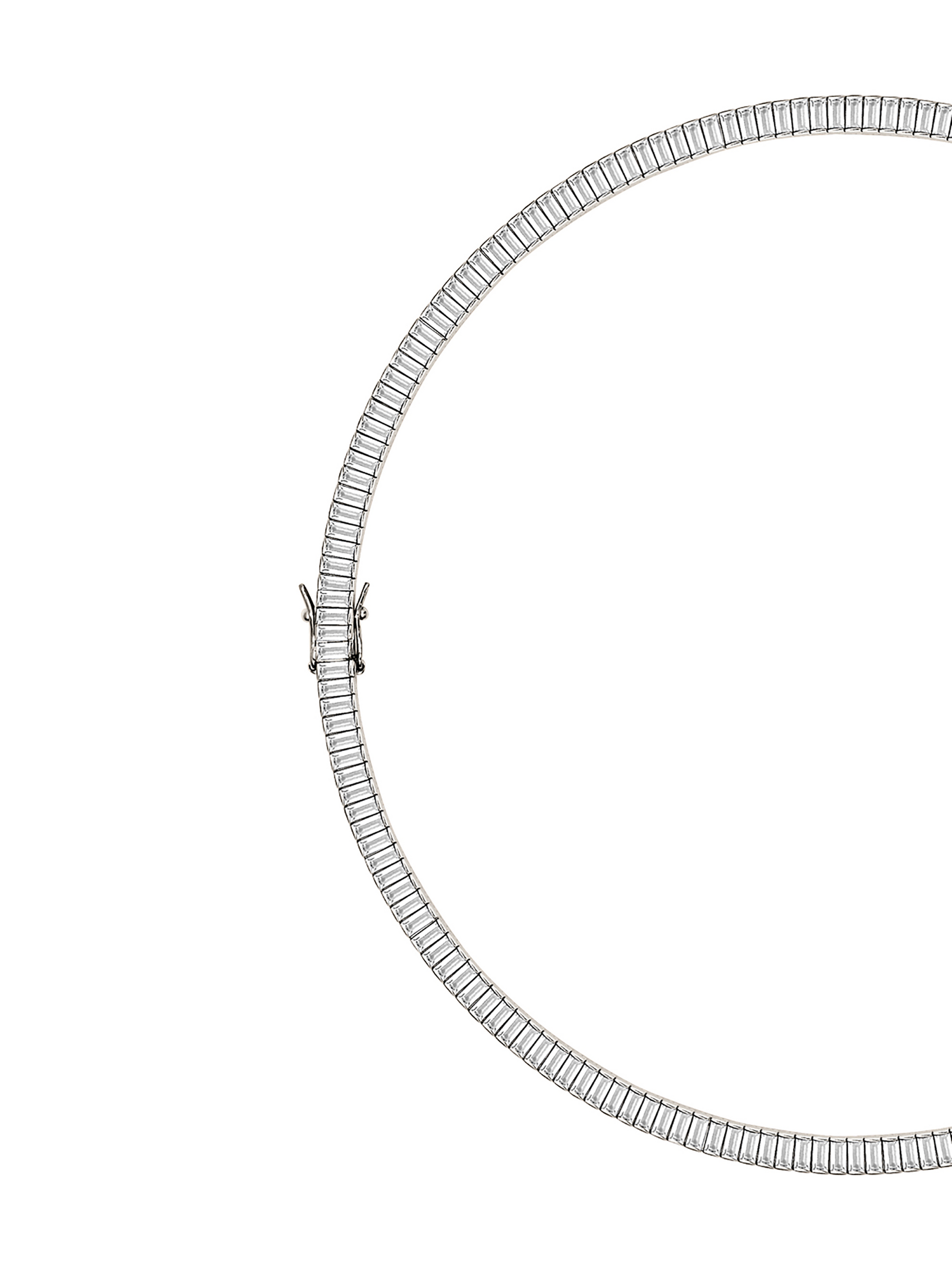 PETITE BESSETTE RIVIÈRE NECKLACE IN LAB WHITE SAPPHIRE, STERLING SILVER