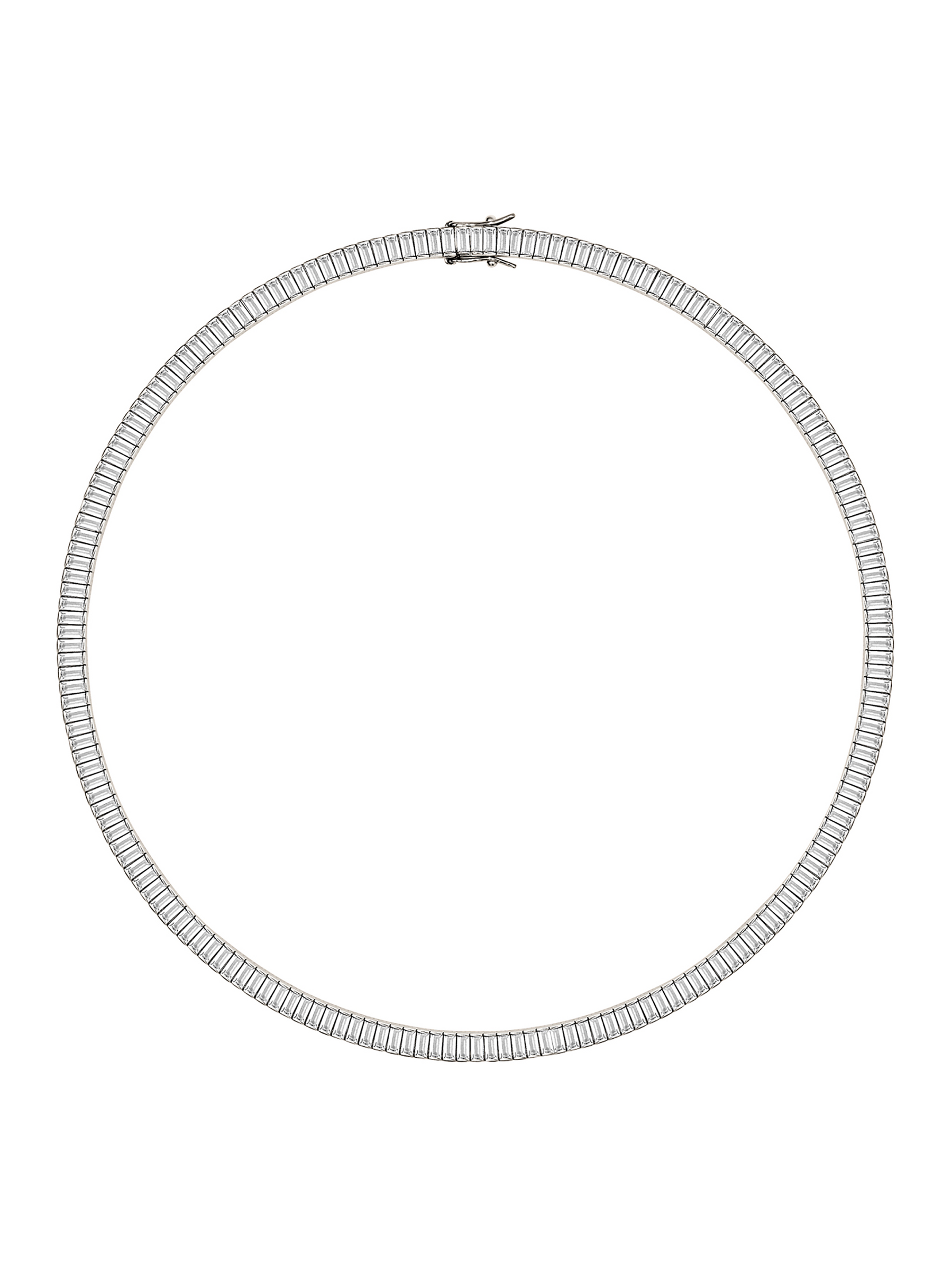 PETITE BESSETTE RIVIÈRE NECKLACE IN LAB WHITE SAPPHIRE, STERLING SILVER