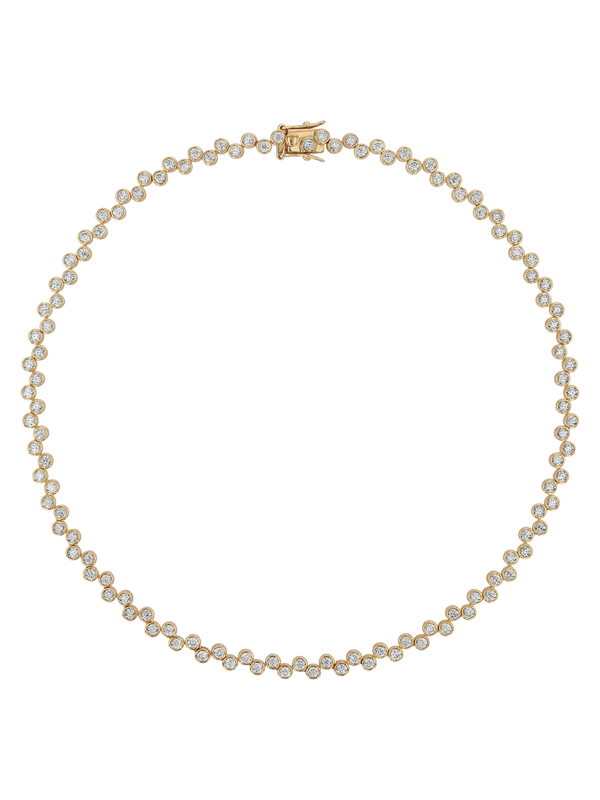 ROMY BEZEL RIVIÈRE NECKLACE IN MOISSANITE, GOLD VERMEIL