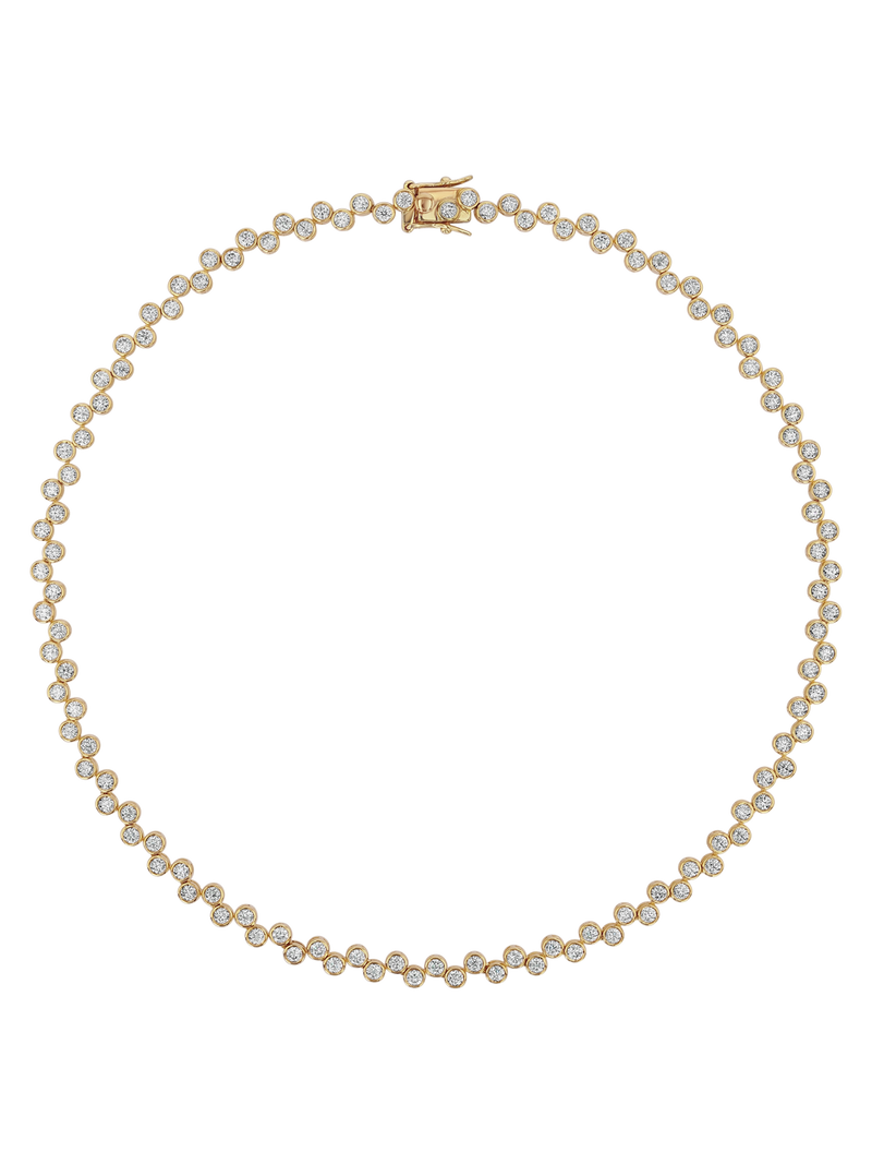 ROMY BEZEL RIVIÈRE NECKLACE IN MOISSANITE, GOLD VERMEIL