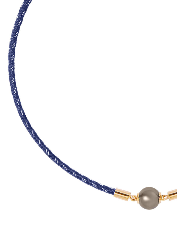 14K YELLOW GOLD SINGLE PEARL CHOKER, BLEU