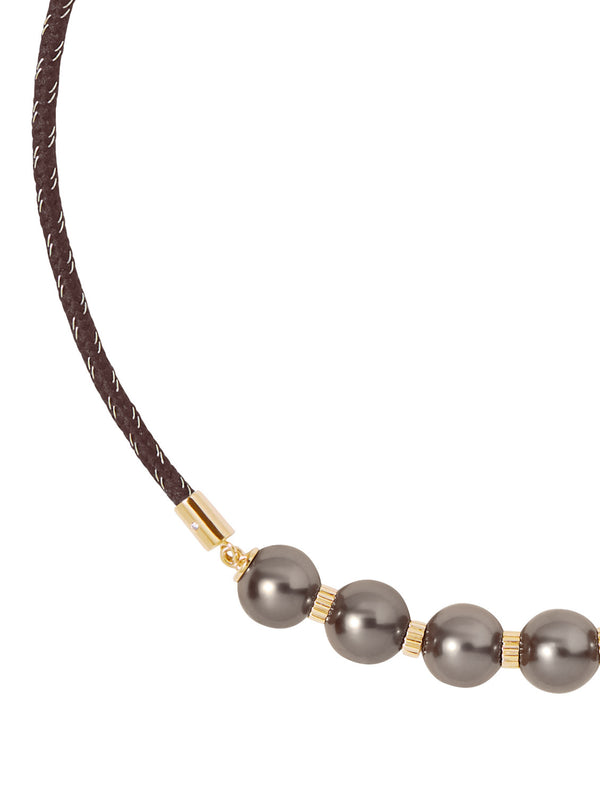 14K YELLOW GOLD SEVEN PEARL CHOKER, MARRON