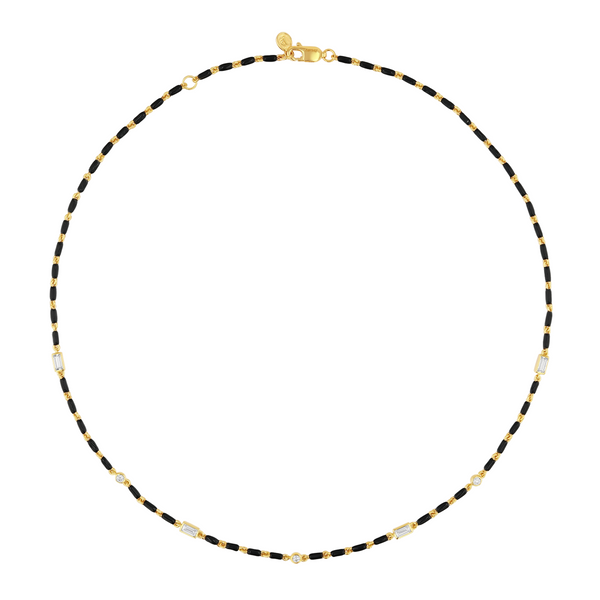 ENAMEL MOISSANITE NECKLACE IN NOIR, 18K GOLD VERMEIL – Dorsey