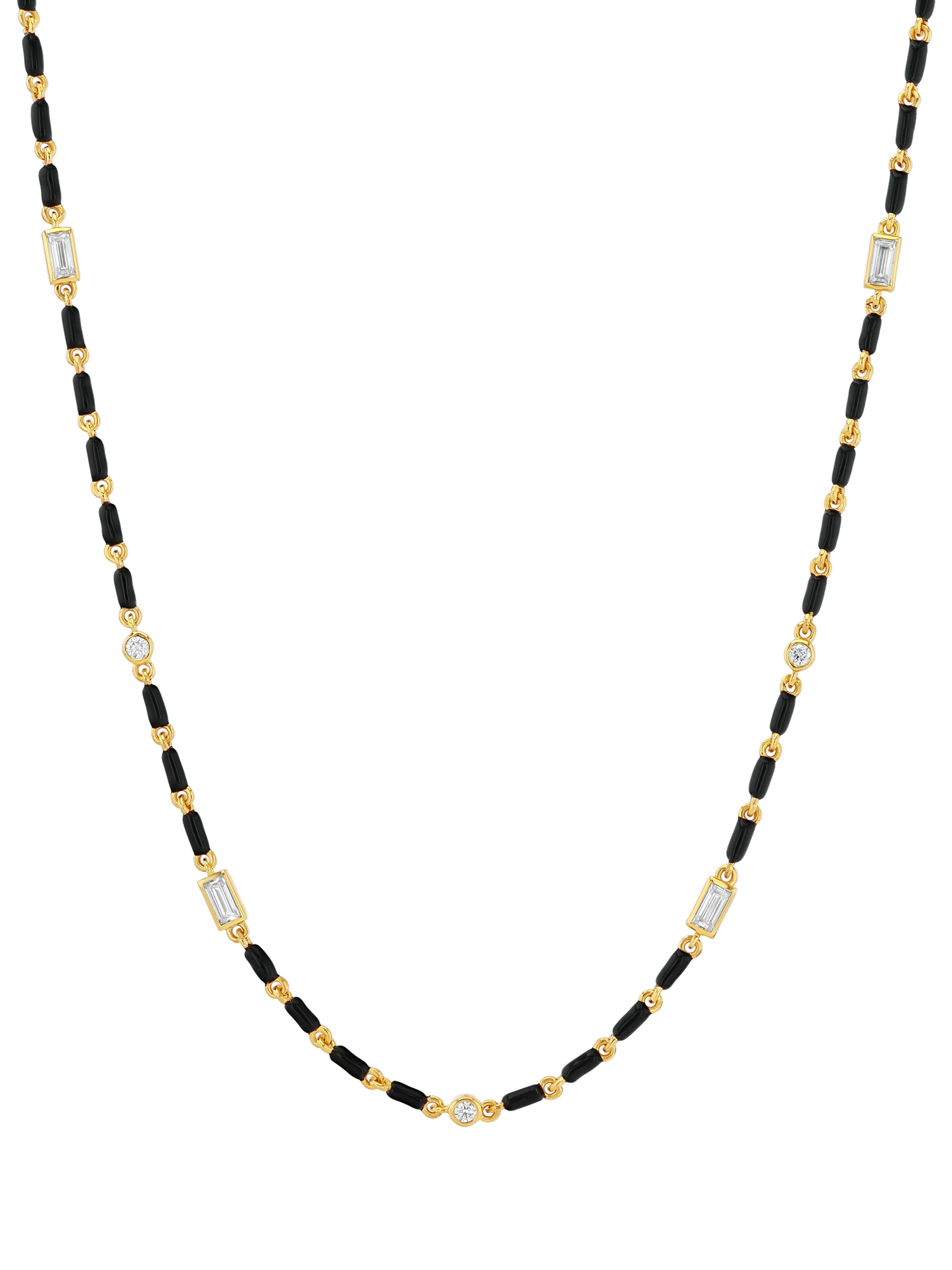 ENAMEL MOISSANITE NECKLACE IN NOIR, 18K GOLD VERMEIL