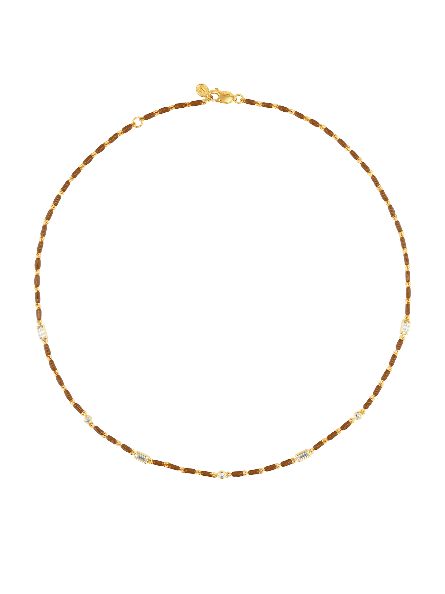 ENAMEL MOISSANITE NECKLACE IN NOISETTE, 18K GOLD VERMEIL