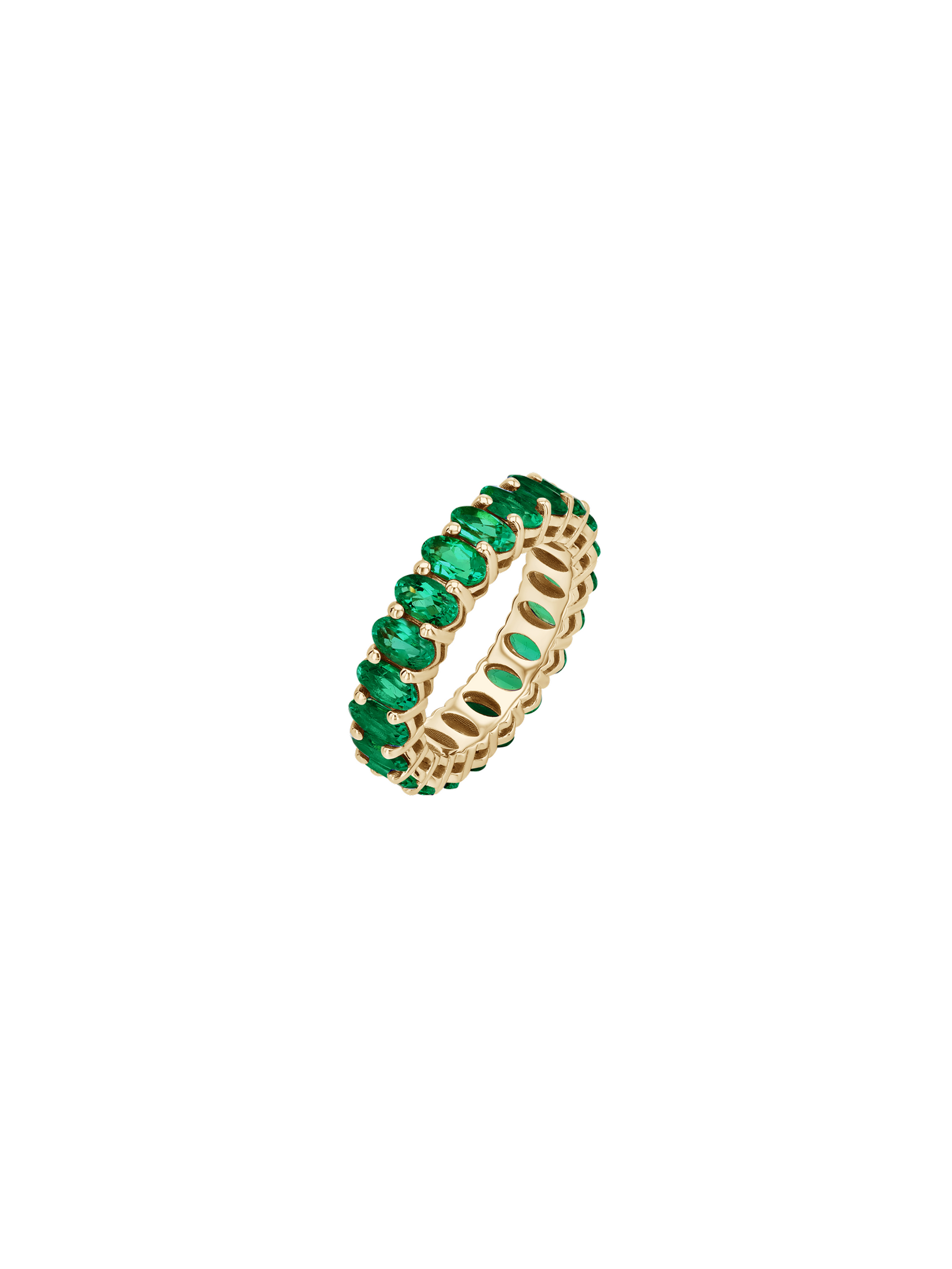 OVAL-CUT ETERNITY BAND IN DEEP LAB EMERALD, GOLD VERMEIL