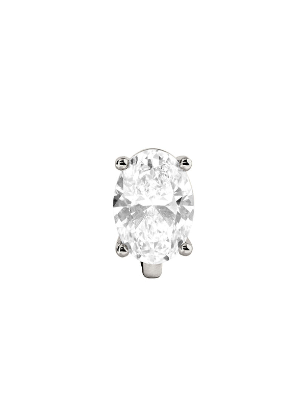 14K OVERSIZED OVAL-CUT HUGGIE IN LAB DIAMOND
