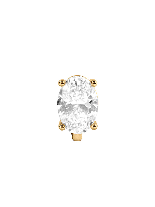 14K OVERSIZED OVAL-CUT HUGGIE IN LAB DIAMOND