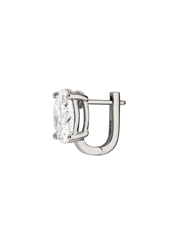 14K OVERSIZED OVAL-CUT HUGGIE IN LAB DIAMOND
