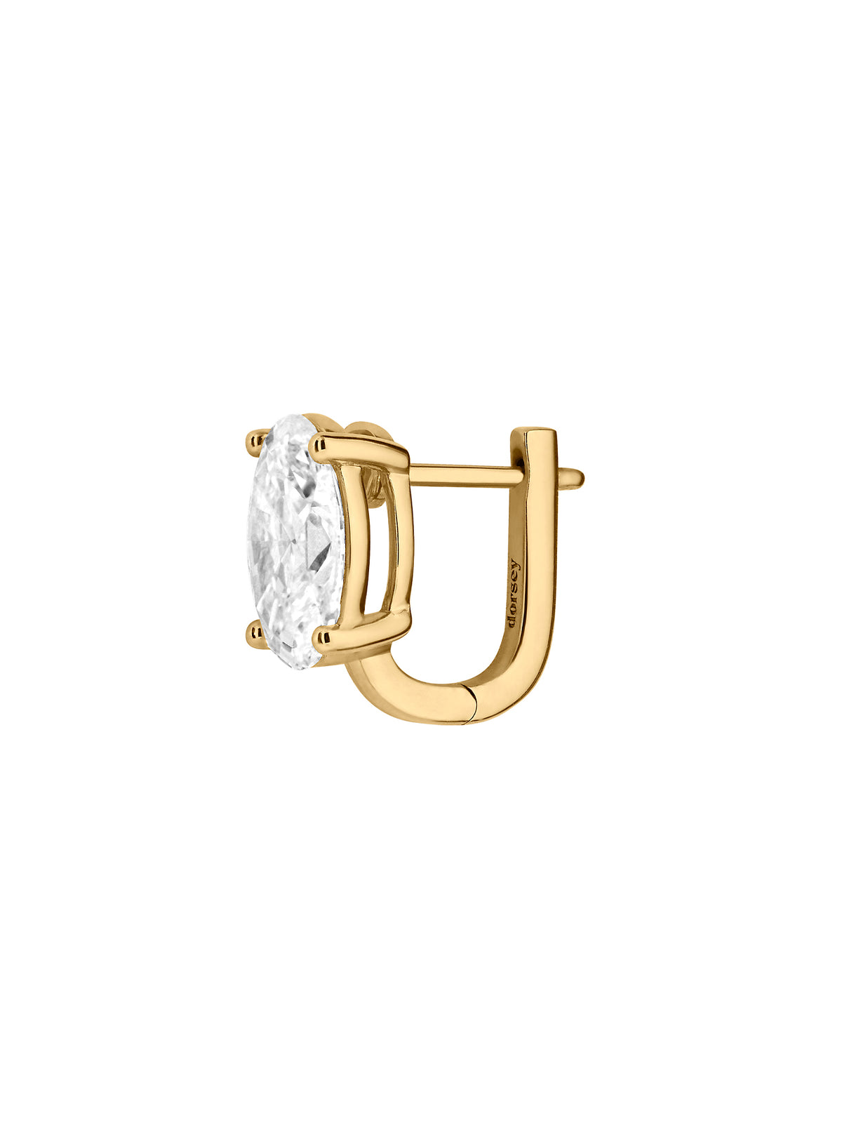 14K OVERSIZED OVAL-CUT HUGGIE IN LAB DIAMOND