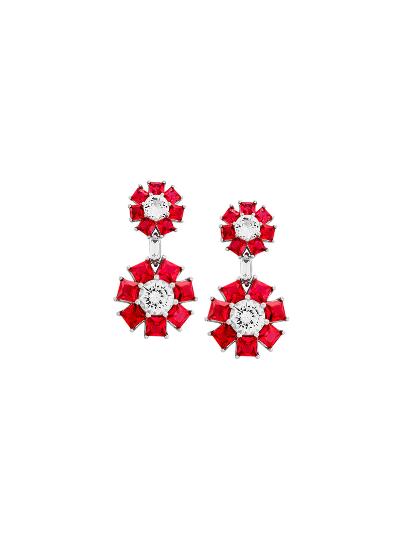 OPHELIA, LAB-GROWN RED AND WHITE SAPPHIRE DROP EARRINGS