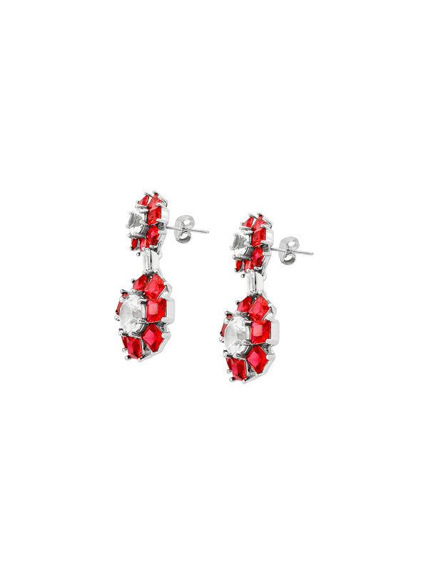 OPHELIA, LAB-GROWN RED AND WHITE SAPPHIRE DROP EARRINGS