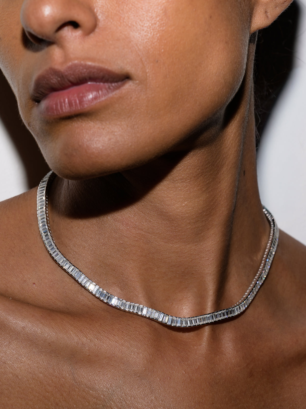 PETITE BESSETTE RIVIÈRE NECKLACE IN MOISSANITE, STERLING SILVER