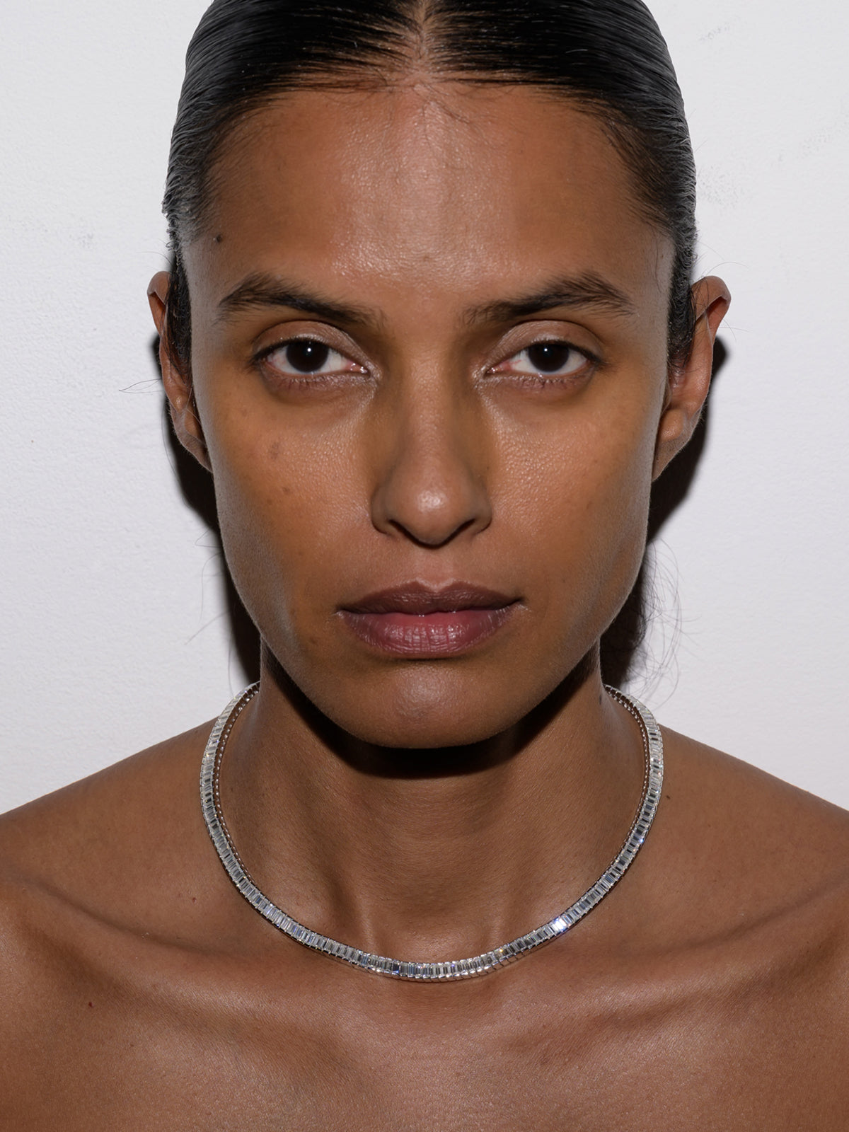 PETITE BESSETTE RIVIÈRE NECKLACE IN MOISSANITE, STERLING SILVER