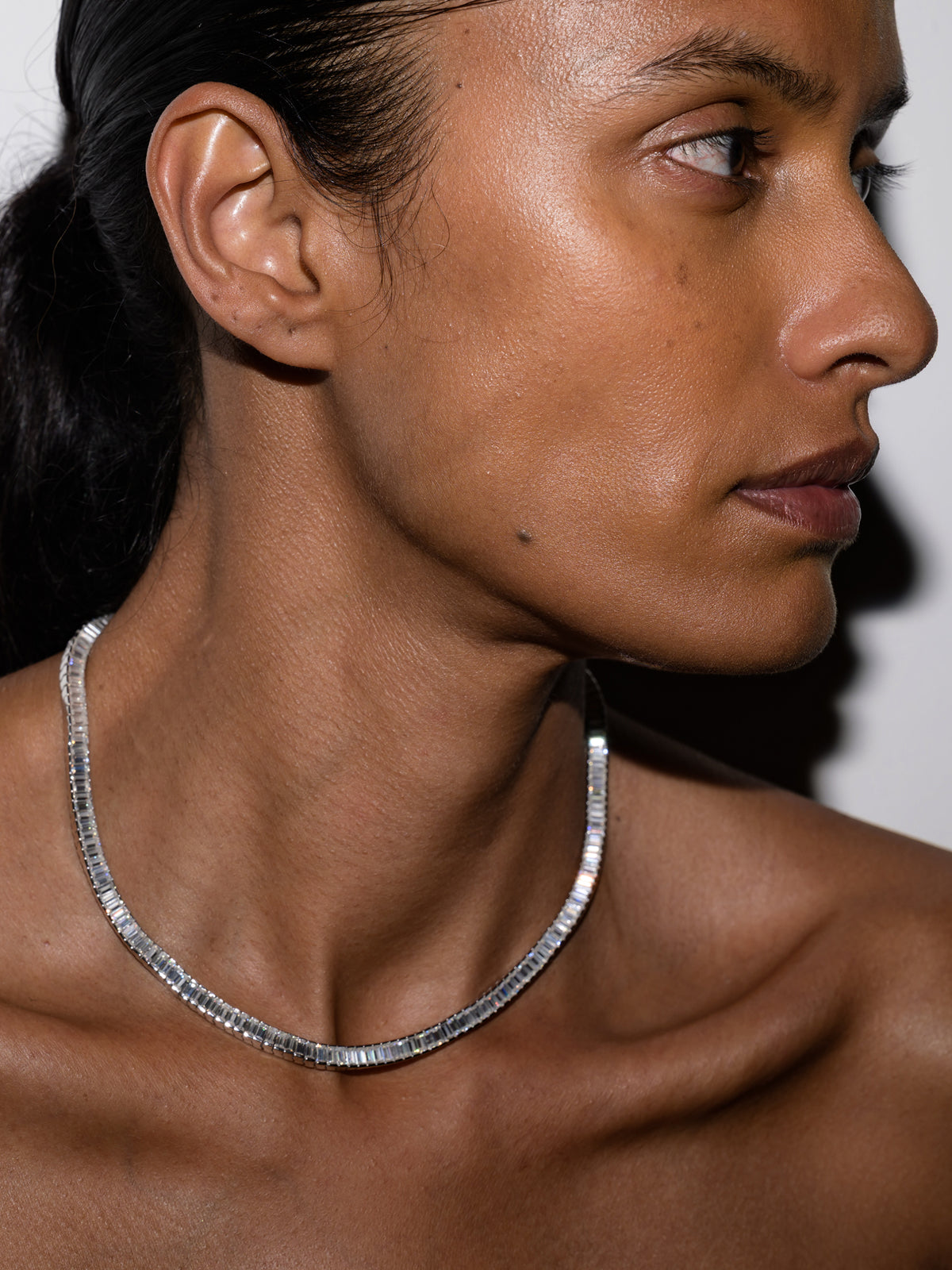 PETITE BESSETTE RIVIÈRE NECKLACE IN MOISSANITE, STERLING SILVER