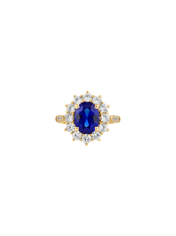 PETITE SPENCER, LAB-GROWN BLUE SAPPHIRE RING, GOLD