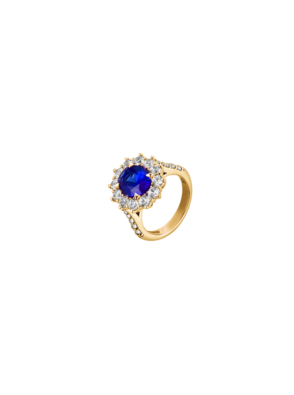 PETITE SPENCER, LAB-GROWN BLUE SAPPHIRE RING, GOLD