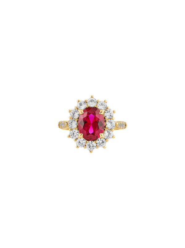 PETITE SPENCER, LAB-GROWN RED SAPPHIRE RING, GOLD