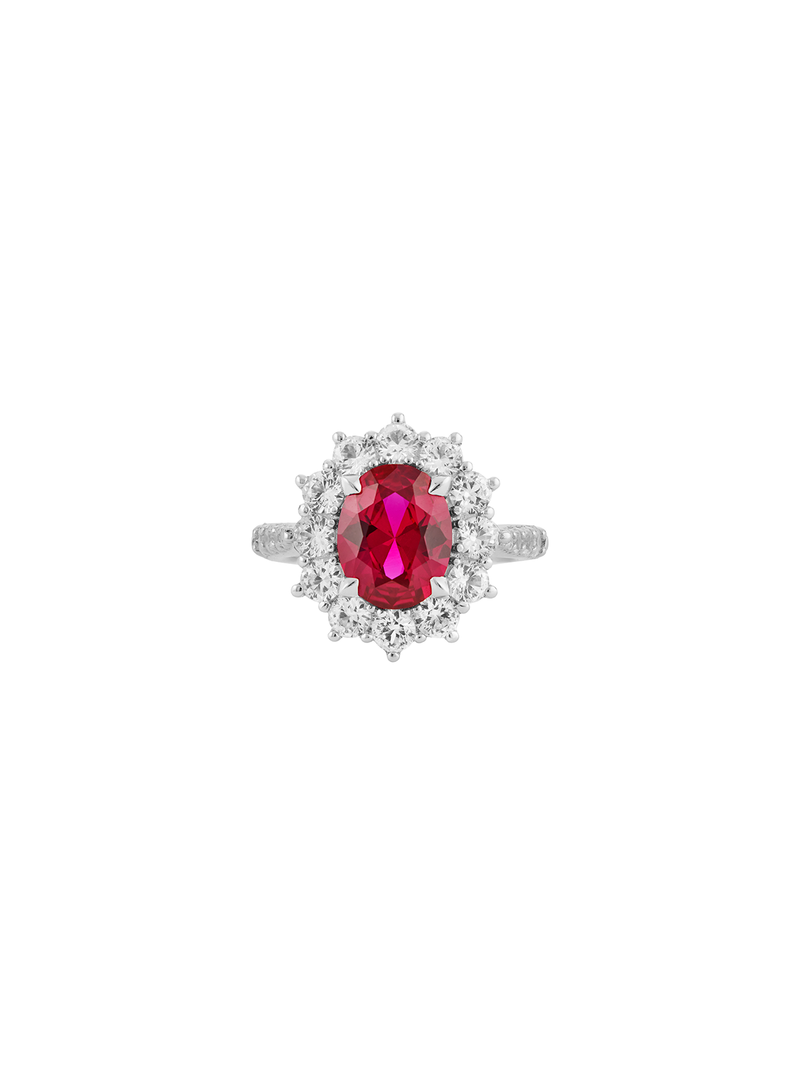 PETITE SPENCER, LAB-GROWN RED SAPPHIRE RING