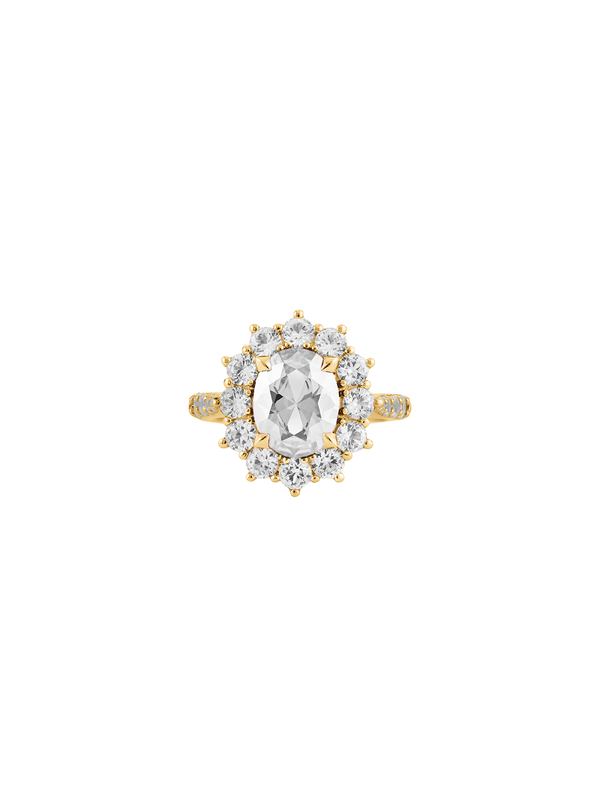 PETITE SPENCER, LAB-GROWN WHITE SAPPHIRE RING, GOLD