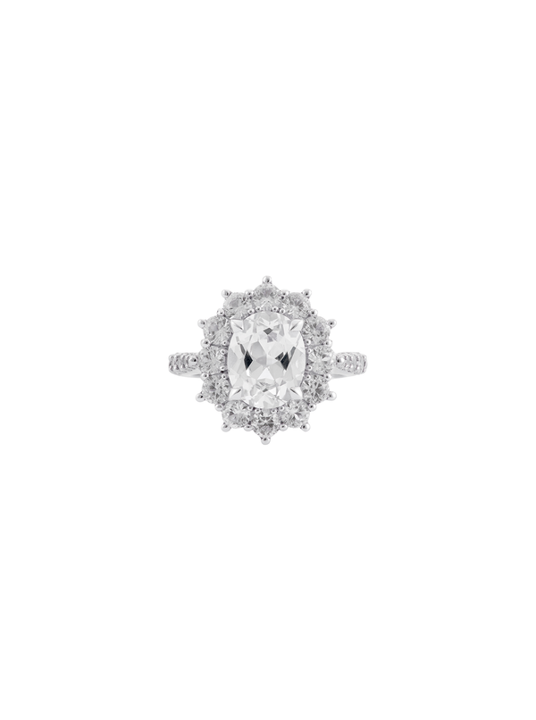 PETITE SPENCER, LAB-GROWN WHITE SAPPHIRE RING, SILVER