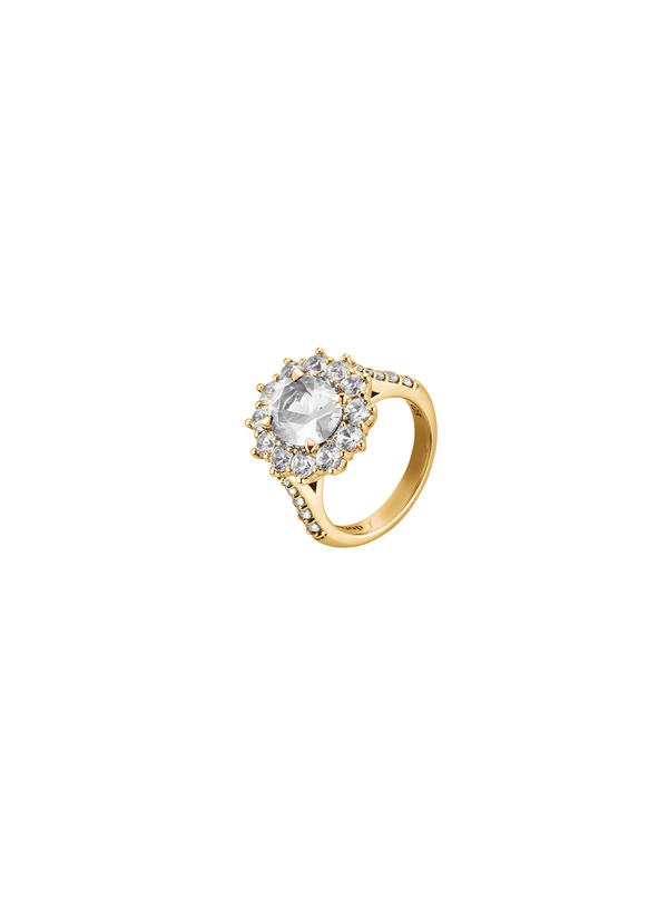 PETITE SPENCER, LAB-GROWN WHITE SAPPHIRE RING, GOLD