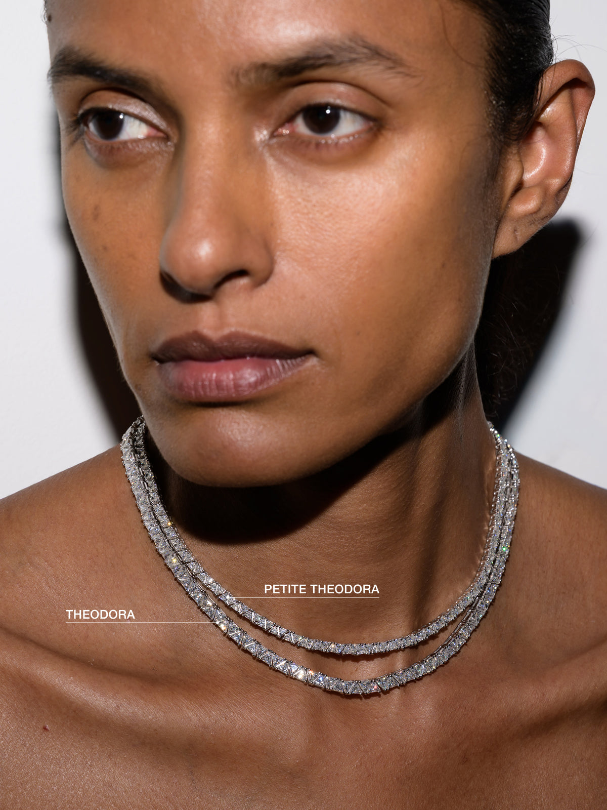 PETITE THEODORA RIVIÈRE NECKLACE IN MOISSANITE, STERLING SILVER